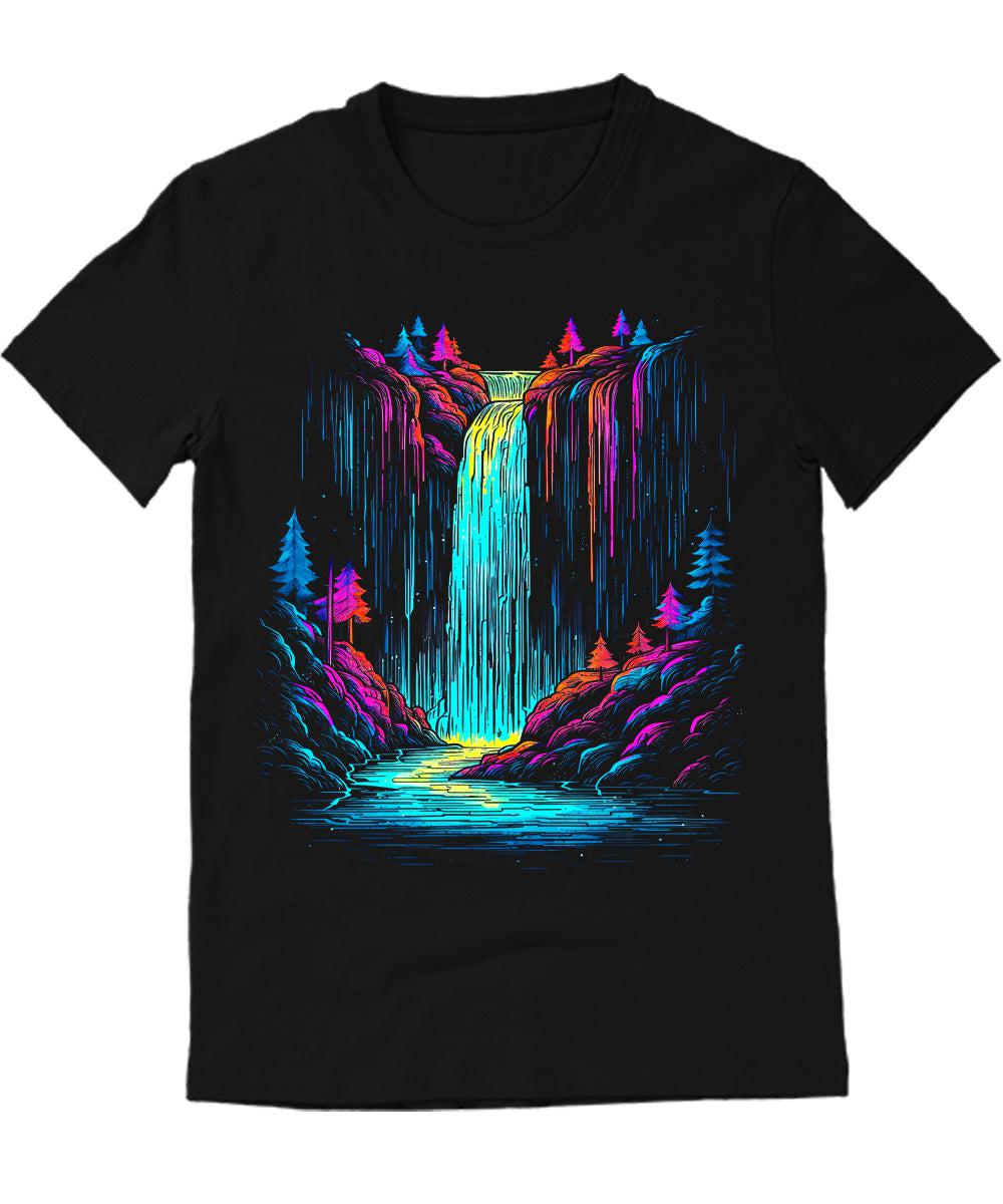 Forest Waterfall Mens Trippy Graphic Tees Premium Short Sleeve Shirts