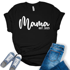 Mama Est. 2023 New Mom Pregnant Mom Baby Announcement T-shirt