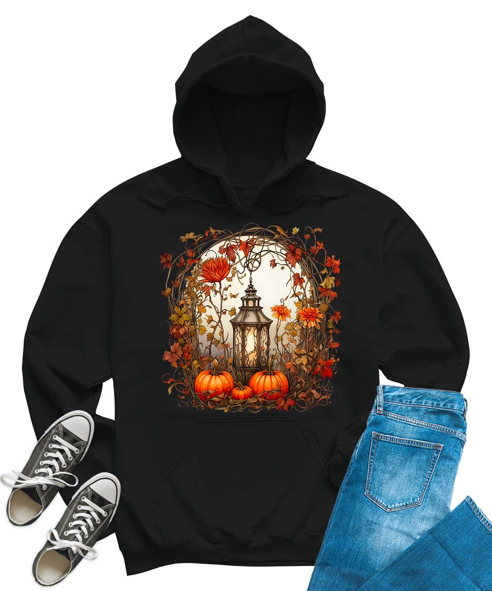 Fall Floral Lantern Pumpkin Graphic Hoodie for Women Cute Autumn Hoodied Sweatshirt