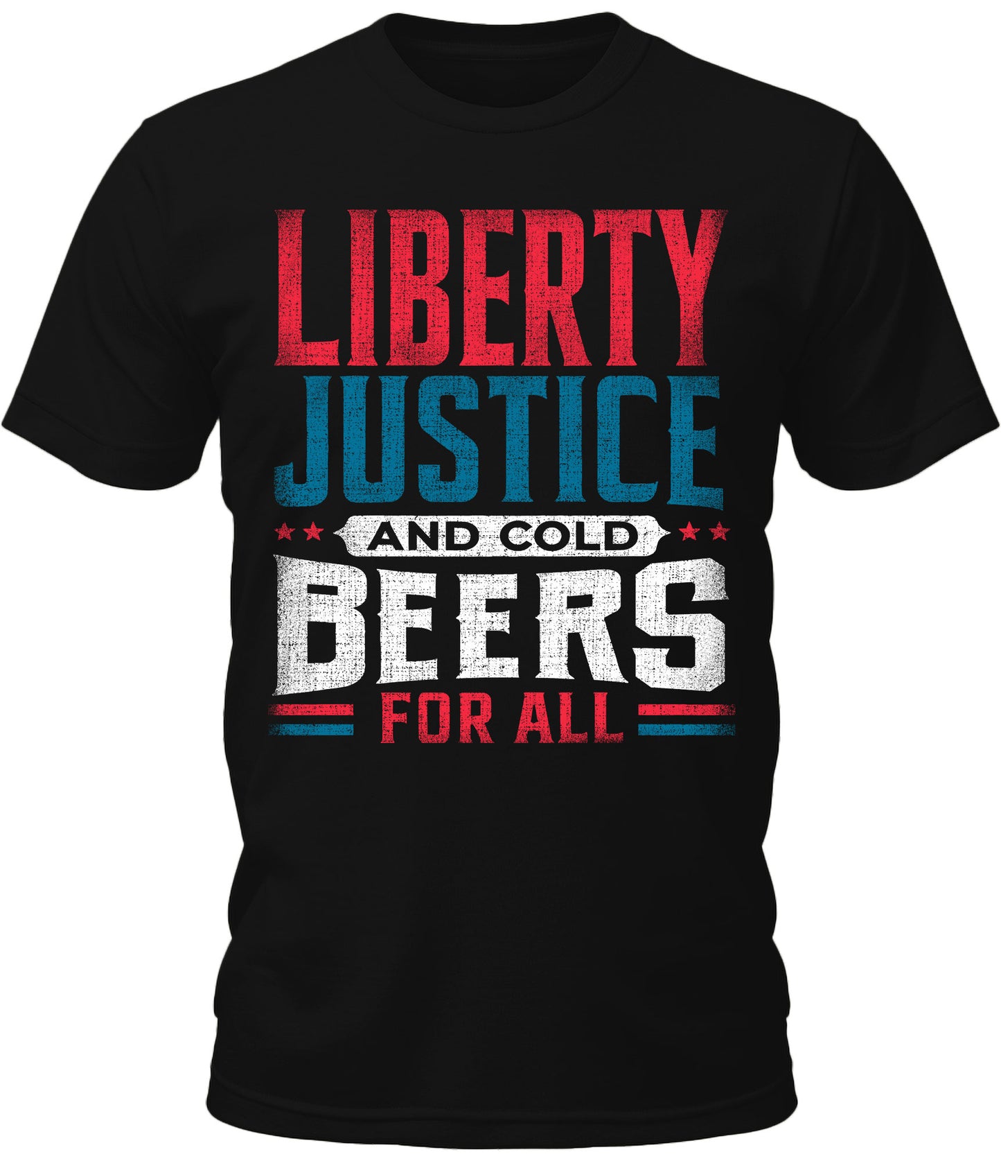 Men's 4th of July Shirt Liberty Justice and Cold Beers for All Patriotic Graphic Tees