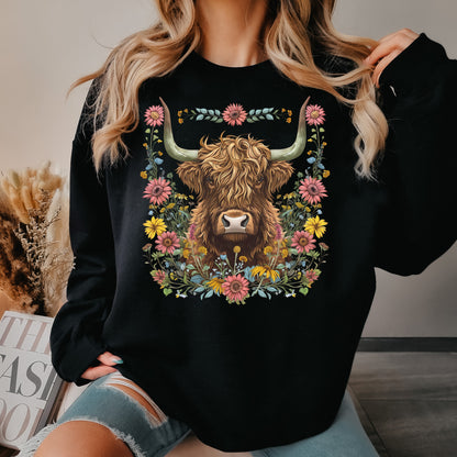 Women's Highland Cow Crewneck Sweatshirt