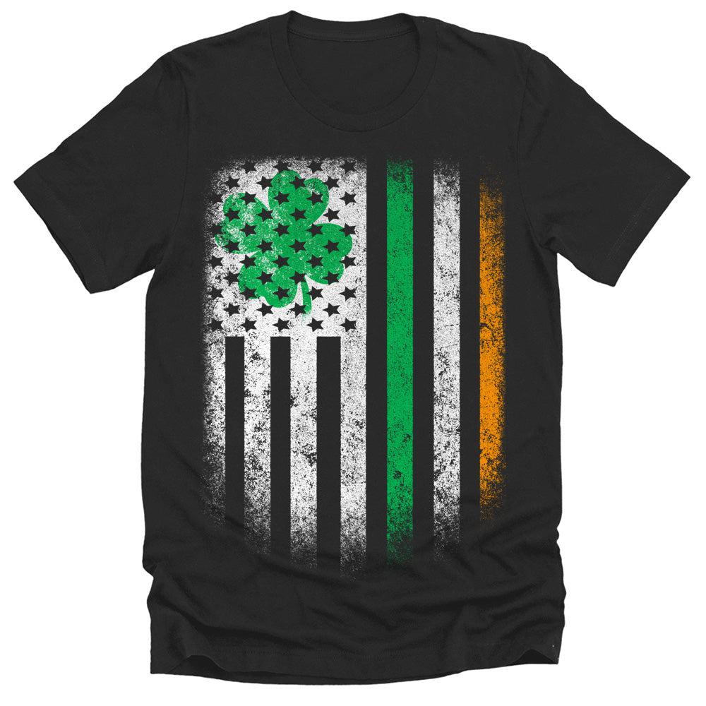 American Irish Flag Shirt Mens Patriotic St Patricks Day Graphic Tee
