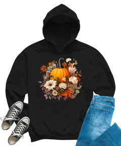 Fall Floral Pumpkin Women's Graphic Hoodie