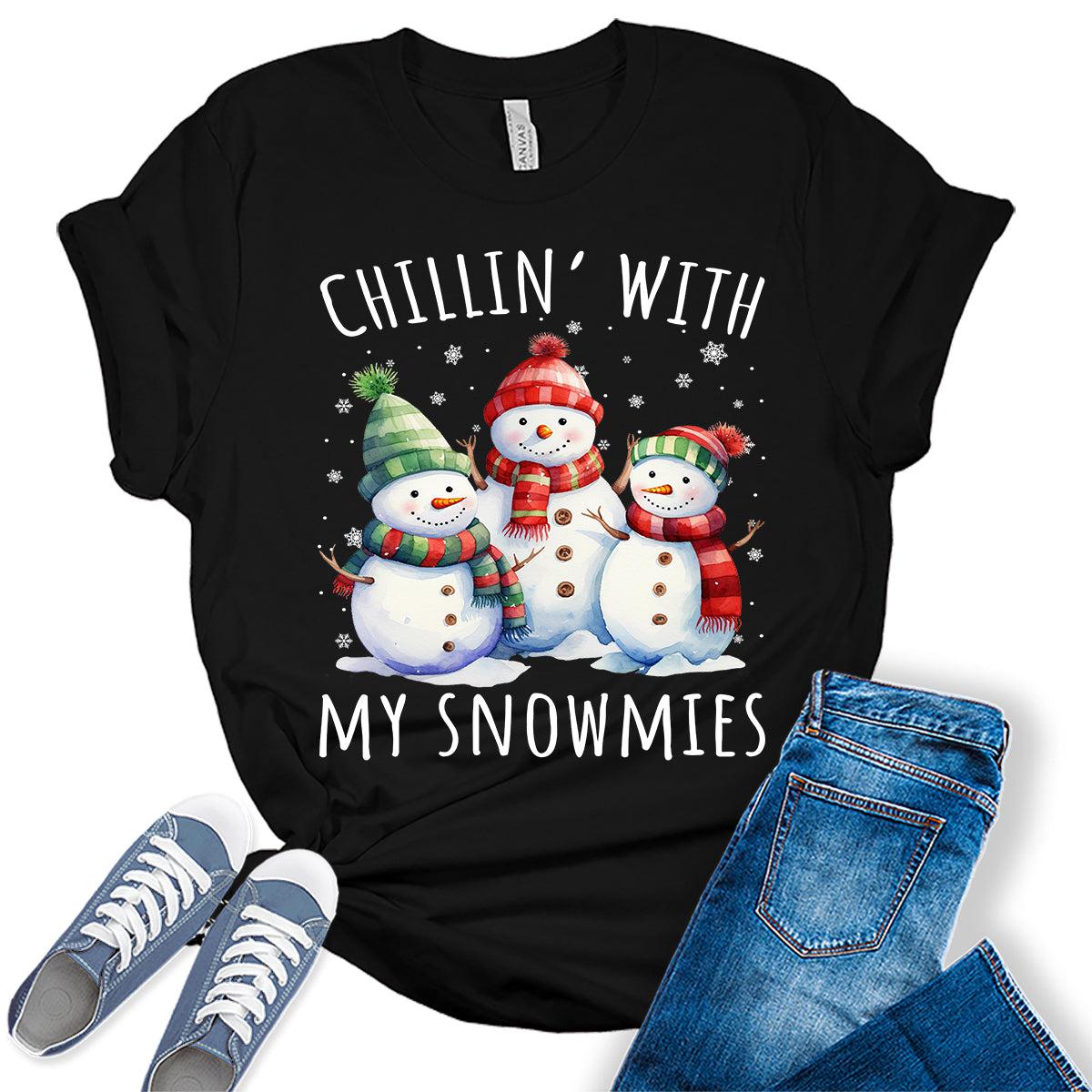 Chillin' With My Snowmies Funny Christmas Snowman T-Shirt