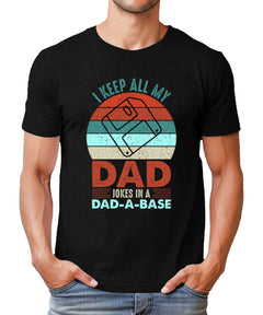 Mens Retro Graphic Tee I Keep All My Dad Jokes In Dad-a-base Funny T-shirt