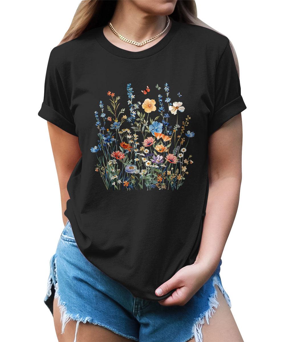 Wildflower Summer Floral Graphic Tees For Women