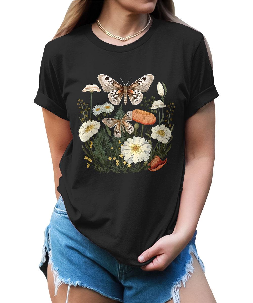 Beautiful Flower Butterfly Graphic Tees for Women