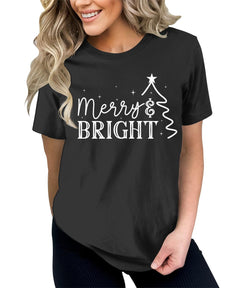 Merry and Bright Christmas Tree Shirt For Women