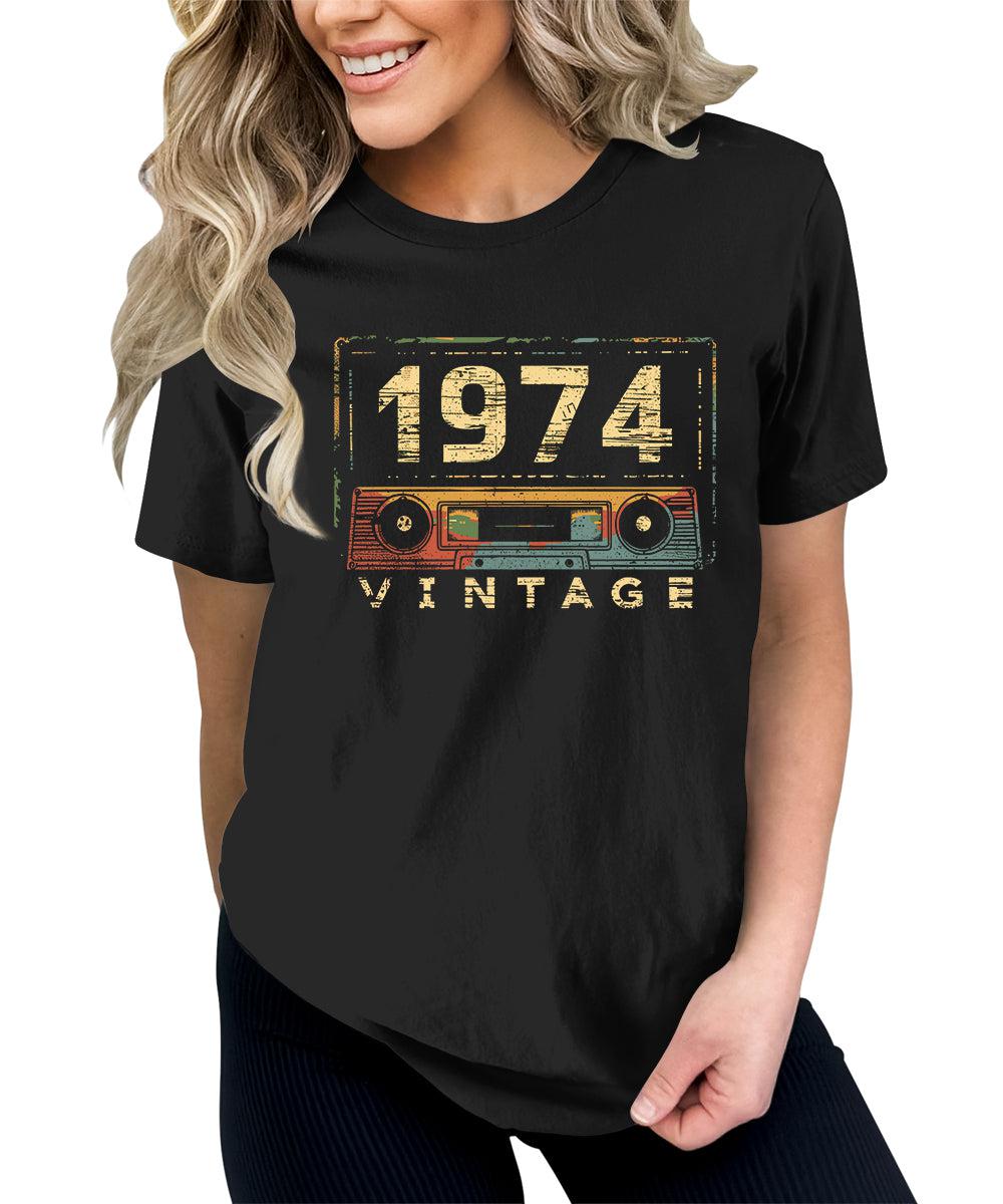 1974 Vintage Cassette Shirt 50th Birthday Graphic Tees For Women