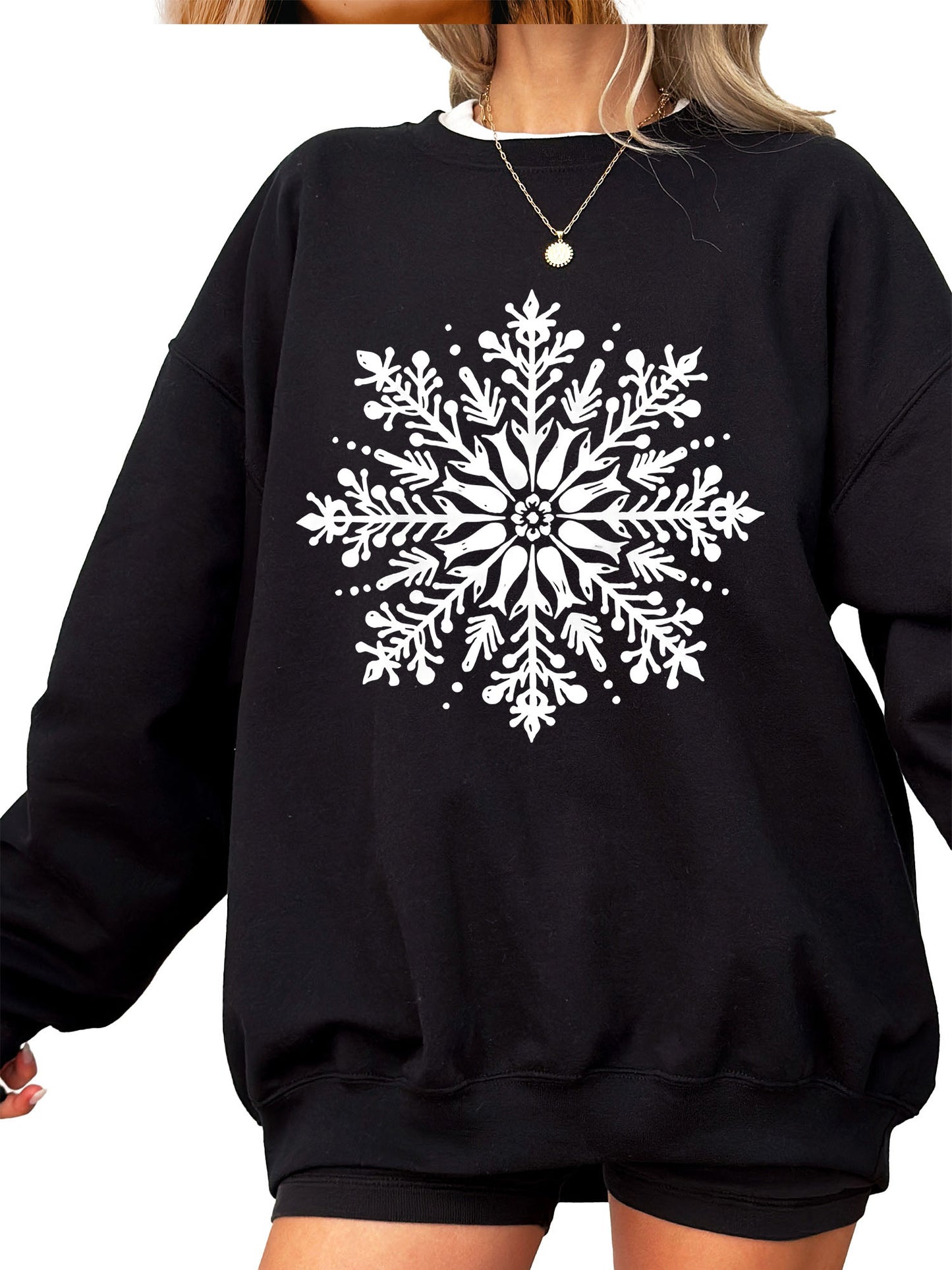 Women's Christmas Snowflakes Crewneck Sweatshirt