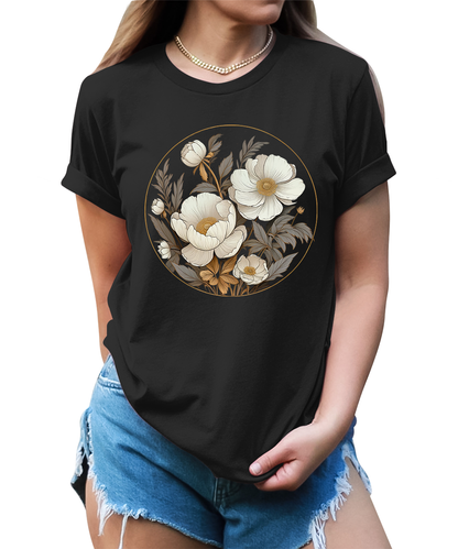 Women's Vintage Flowers Shirt Casual Boho Floral Printed T-Shirt Sunflower Wildflowers Graphic Tees Tops for Girl