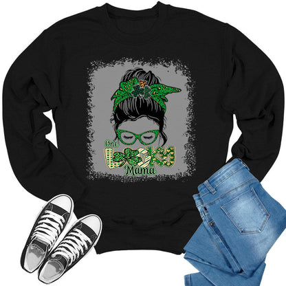 One Lucky Mama Crewneck St Patricks Day Sweatshirt Womens Sweater