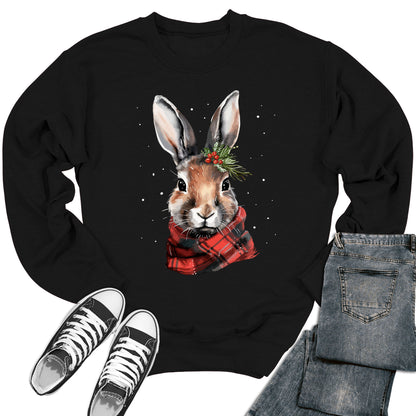 Women's Christmas Rabbit Crewneck Sweatshirt