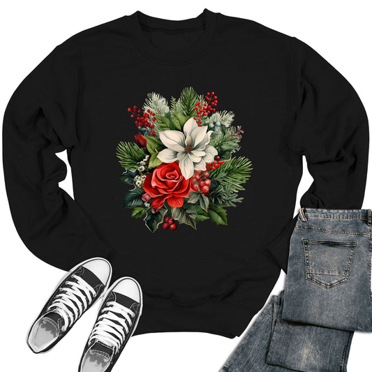 Women's Poinsetta Christmas Crewneck Sweatshirt