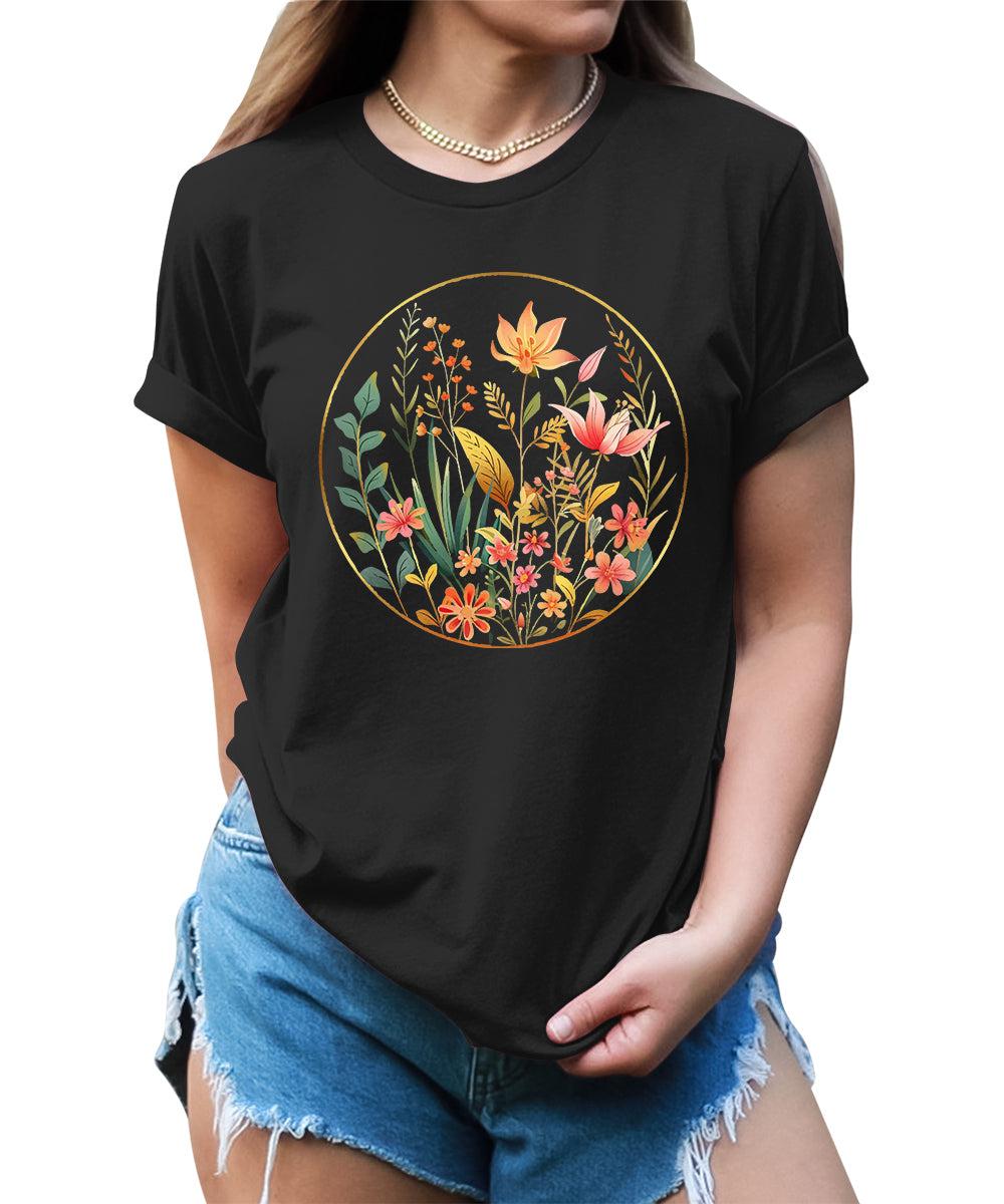 Women's Floral Circle Wildflowers Graphic Tees