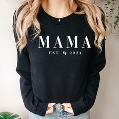 Mama Est 2024 Sweatshirt Cute New Mom Crewneck for Women