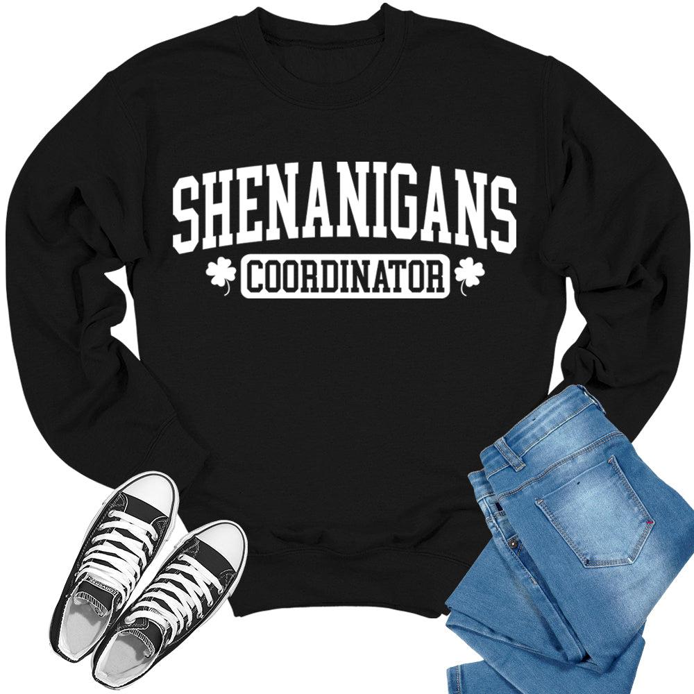 Shenanigans Coordinator Crewneck St Patricks Day Sweatshirt Women Letter Print Sweater