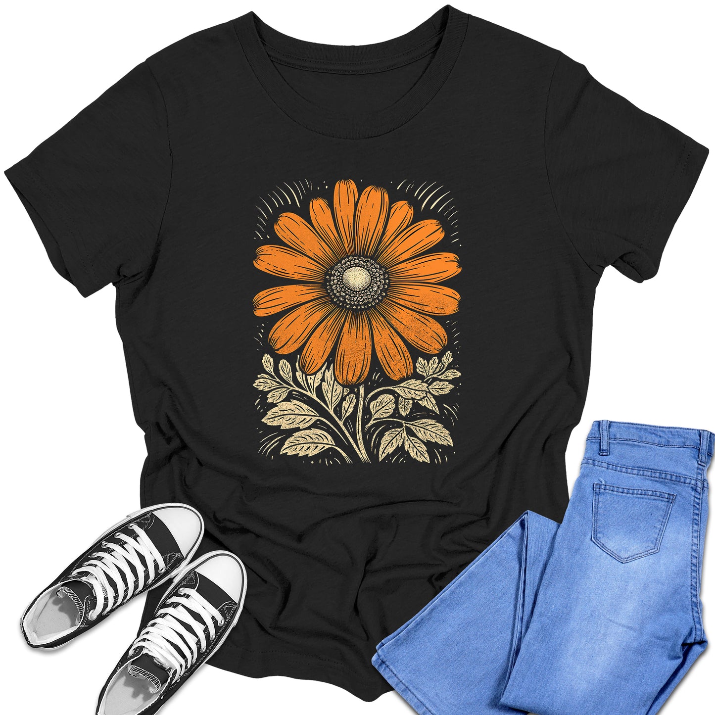 Boys and Girls Trendy Boho Flower Graphic Tees