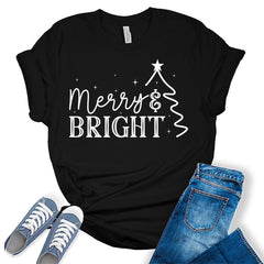Merry and Bright Christmas Tree Shirt For Women