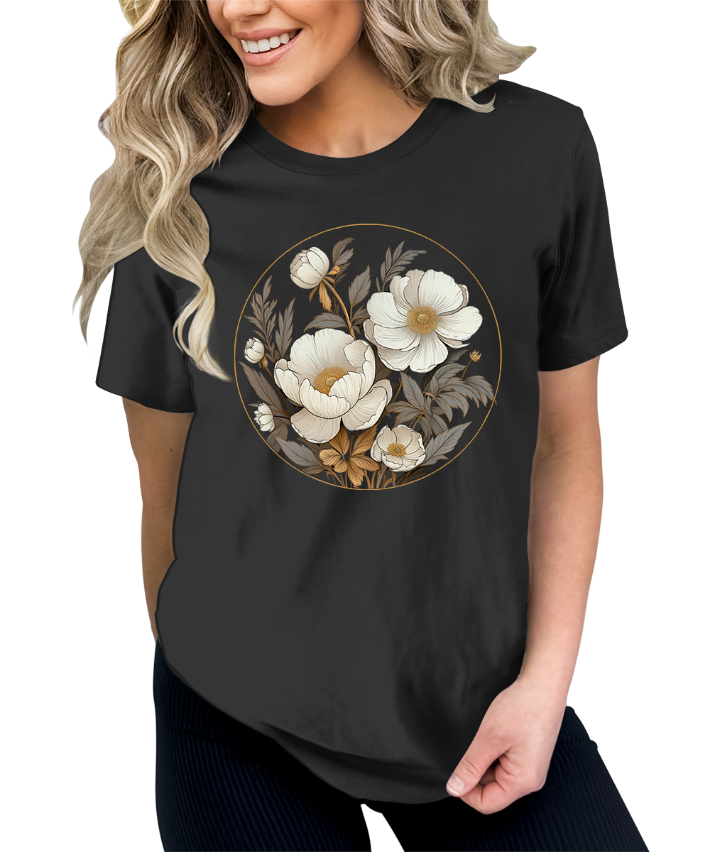 Women's Vintage Flowers Shirt Casual Boho Floral Printed T-Shirt Sunflower Wildflowers Graphic Tees Tops for Girl