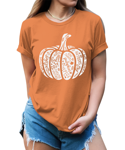 Women's Cute Pumpkin Shirt Fall Thanksgiving Graphic Tees