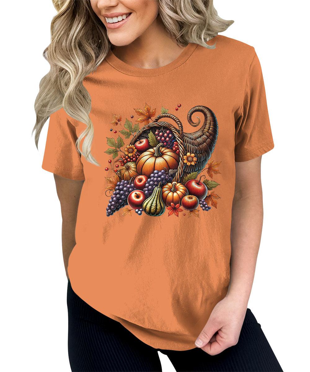 Cornucopia Fall Thanksgiving Graphic Tees For Women