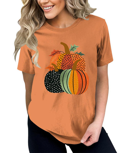 Autumn Pumpkin Thanksgiving Shirt Cute Graphic Tees For Women