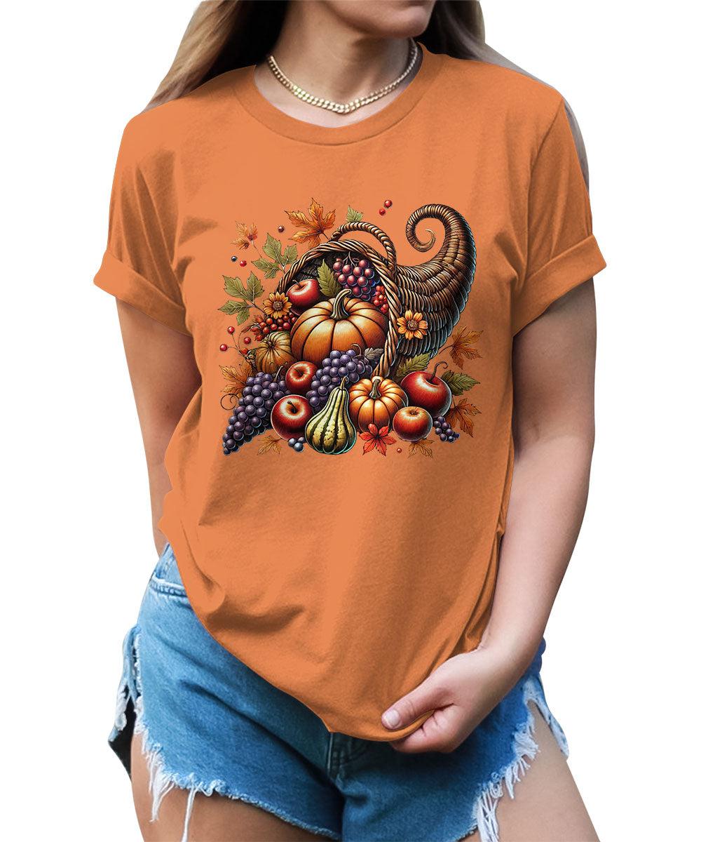 Cornucopia Fall Thanksgiving Graphic Tees For Women