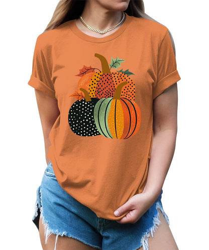 Autumn Pumpkin Thanksgiving Shirt Cute Graphic Tees For Women