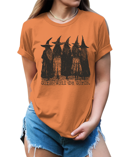 Funny Girls Will Be Girls Witches Graphic Tees