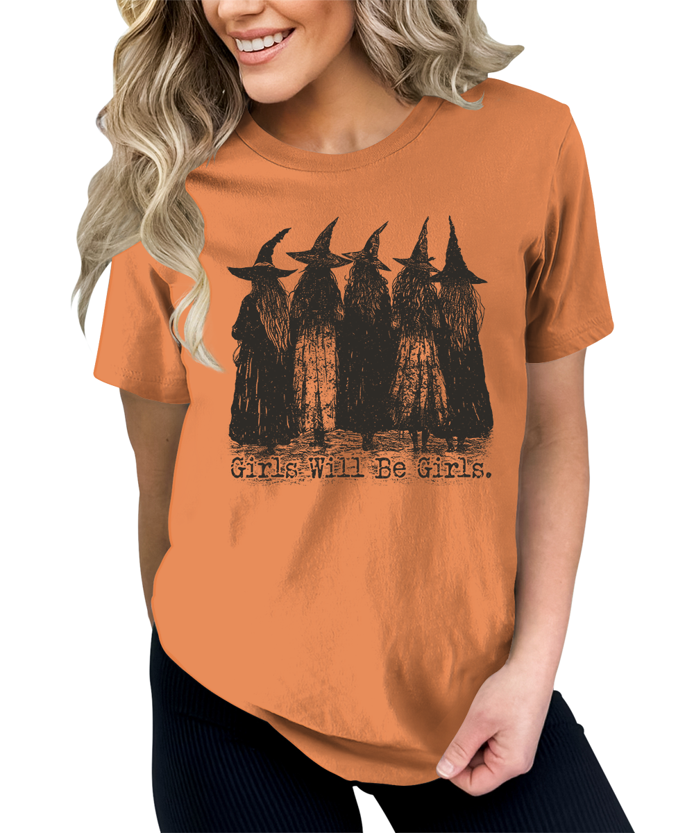 Funny Girls Will Be Girls Witches Graphic Tees