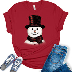 Snowman Christmas T-shirt For Women