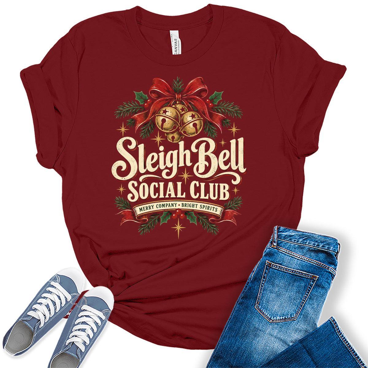 Women's Christmas Shirt - Matching Sleigh Bell Club Graphic Tee
