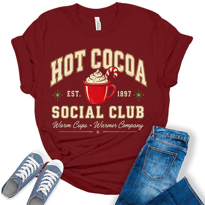Women's Christmas Shirt - Matching Hot Cocoa Club Graphic Tee