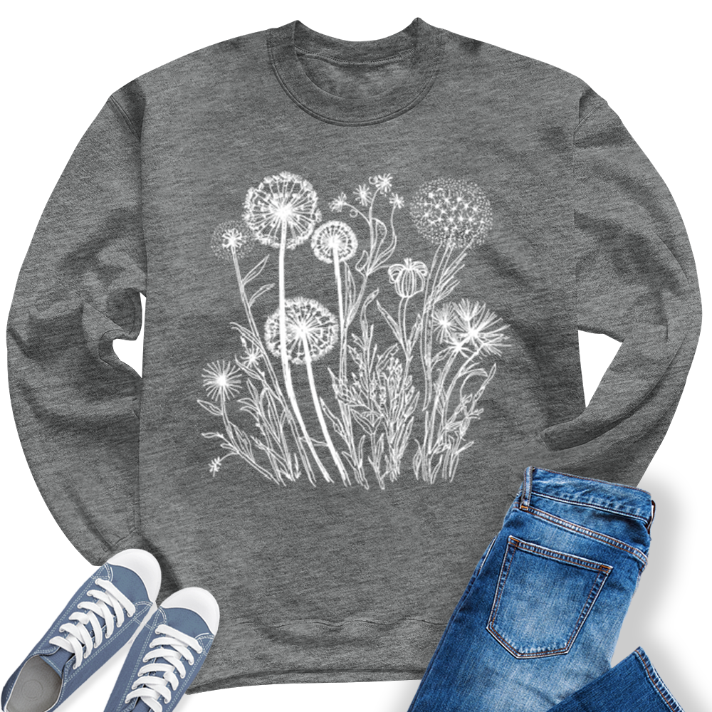 Women's Floral Wildflower Spring Crewneck Sweatshirt