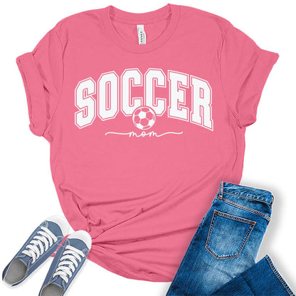 Soccer Mom Shirts for Women Letter Print T Shirts Trendy Plus Size Graphic Tees