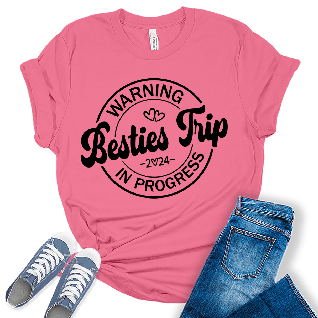 Besties Trip 2024 Shirt Vacation Graphic Tees for Women Cute Summer Tops