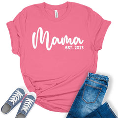 Mama Est. 2023 New Mom Pregnant Mom Baby Announcement T-shirt