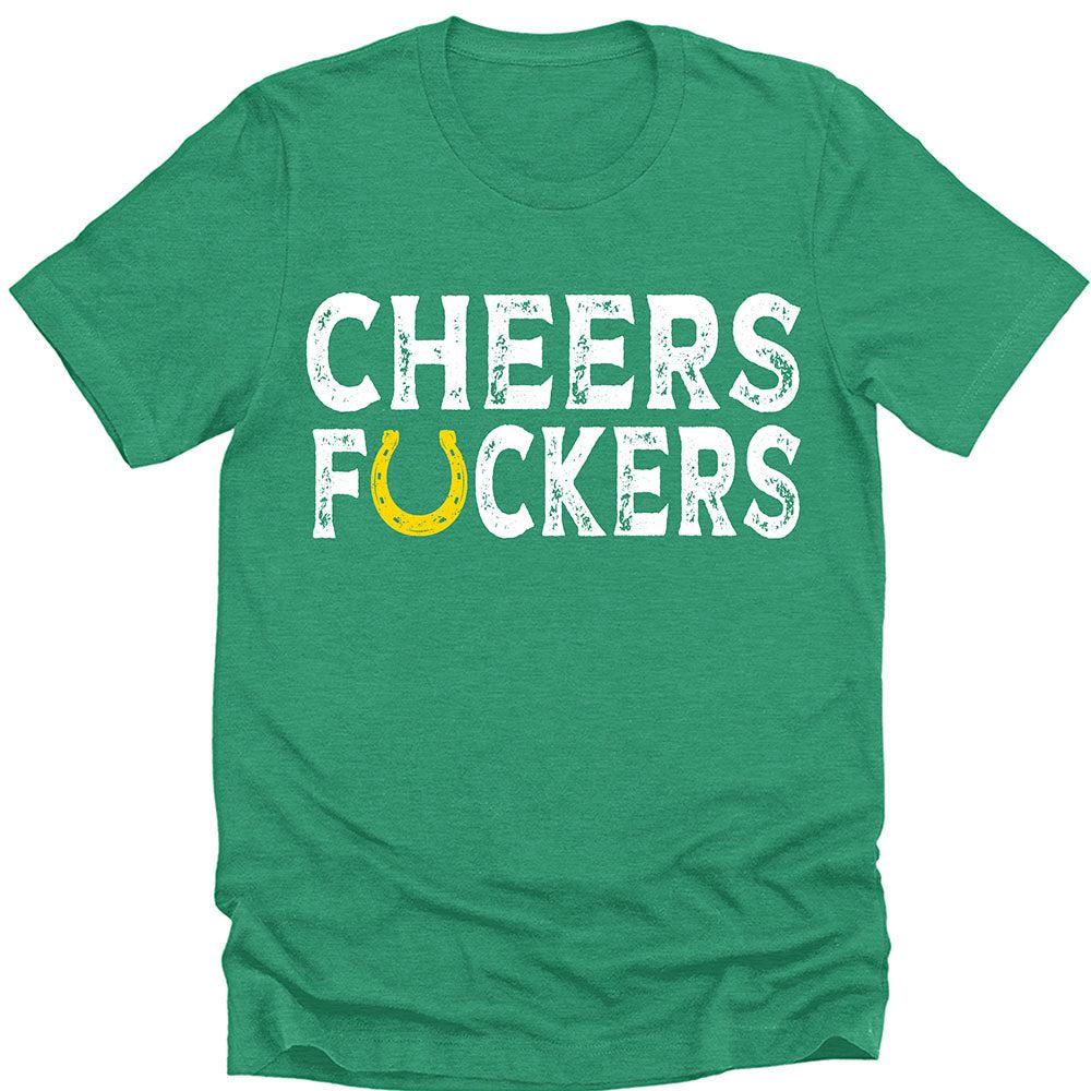 Cheers Fckers T Shirt St Patricks Day Shirt Mens Funny Letter Print Graphic Tees