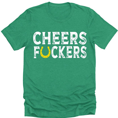 Cheers Fckers T Shirt St Patricks Day Shirt Mens Funny Letter Print Graphic Tees