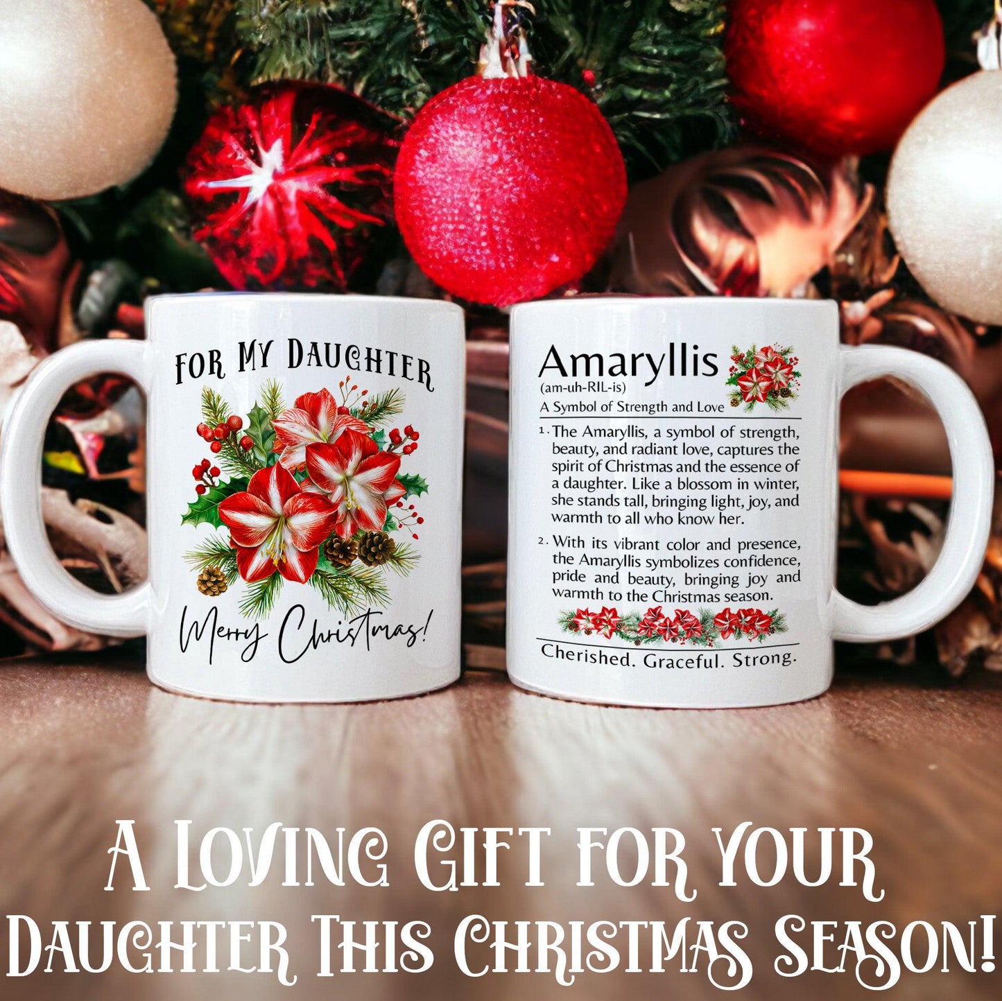 Christmas Gift for Daughter Amaryllis Flower Definition Mug Christmas Gift 2024 11oz Unique Coffee Cup Mug