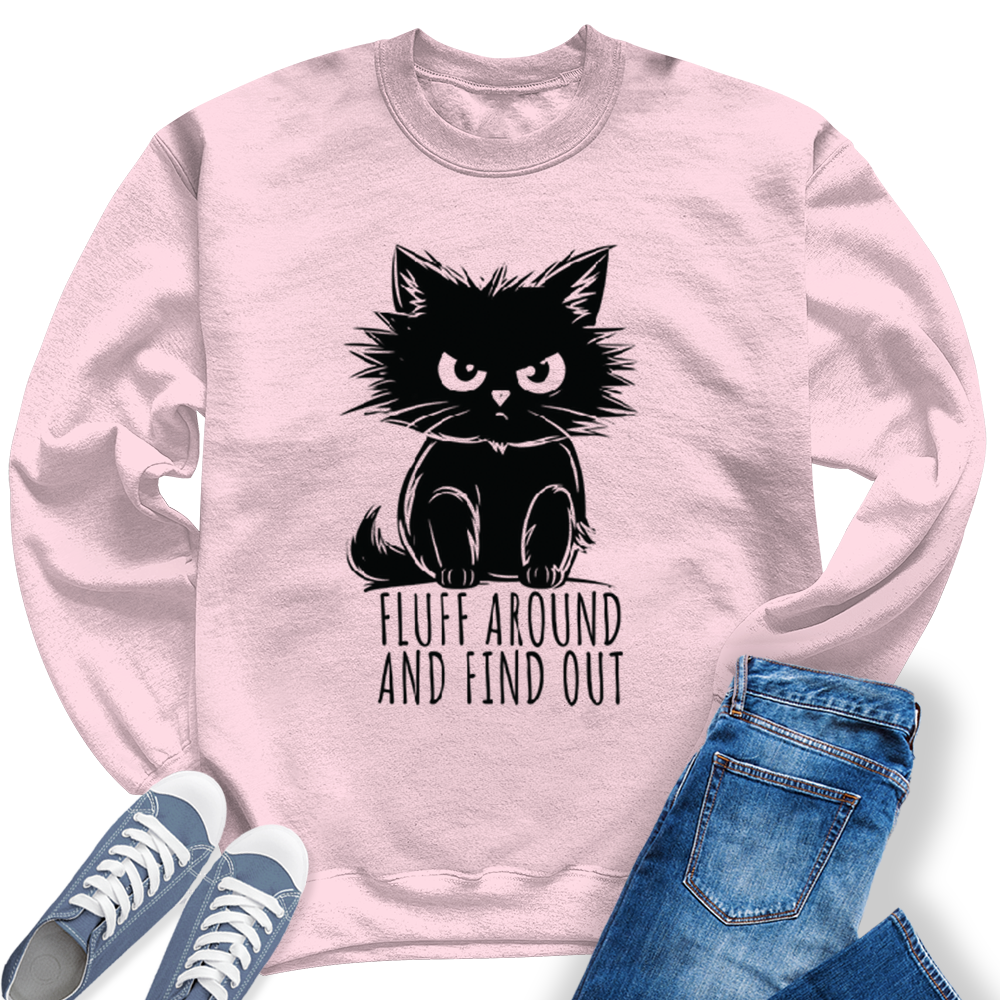 Women's Fluff Around and Find Out Cat Girls Crewneck Sweatshirt