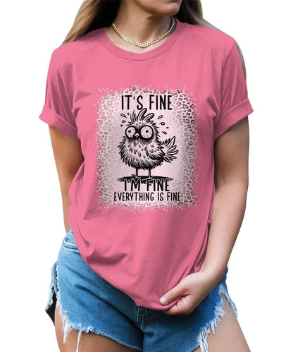 It's Fine Funny Shirt Chicken Graphic Tees For Women