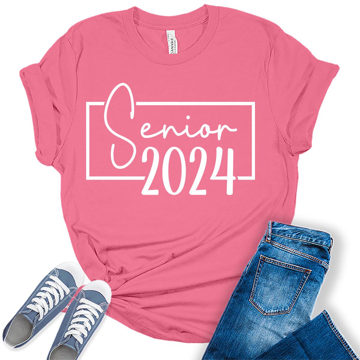 Senior 2024 Letter Print Graphic Tees for Women