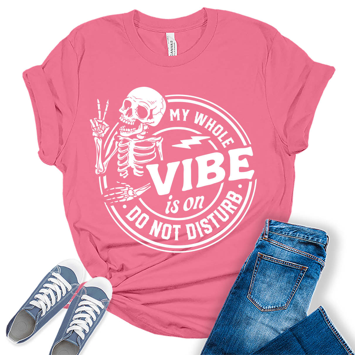 My Whole Vibe Skeleton Shirt Cute Funny Teen Sarcastic Graphic Tees For Women