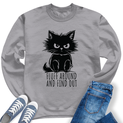 Women's Fluff Around and Find Out Cat Girls Crewneck Sweatshirt