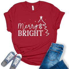 Merry and Bright Christmas Tree Shirt For Women