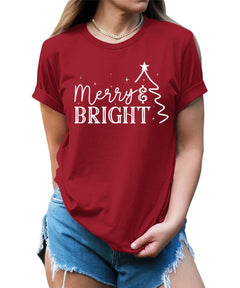 Merry and Bright Christmas Tree Shirt For Women