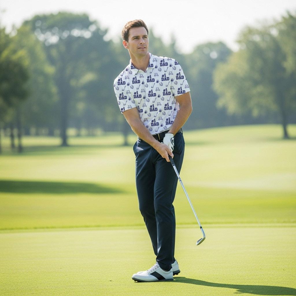 Men's Golf Polo Shirts Funny Dad Golf Shirts Moisture Wicking Gift Birthday for Dad Fathers Day T-Shirts