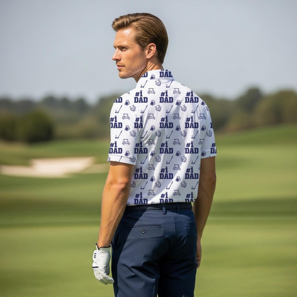 Men's Golf Polo Shirts Funny Dad Golf Shirts Moisture Wicking Gift Birthday for Dad Fathers Day T-Shirts